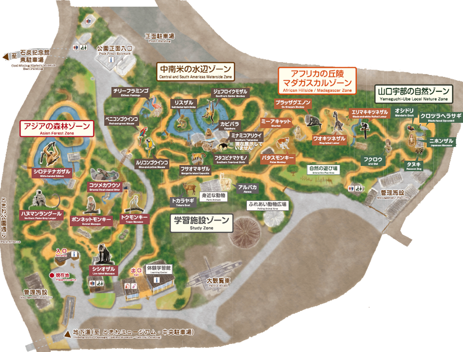 ときわ動物園マップ